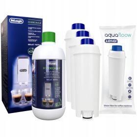    Delonghi Entkalker 0,5l + 3x AquaFlow Wasserfilter für Delonghi Kaffeemaschine