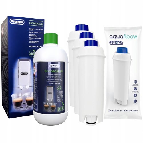  Delonghi Entkalker 0,5l + 3x AquaFlow Wasserfilter für Delonghi Kaffeemaschine