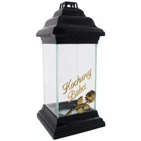  Kapellenkerze ZPZ LS2/1 mit Rose, schwarz und silber, 31 cm