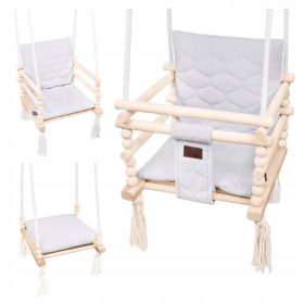  Holzschaukel für Kinder TULUSZKA Velvet 3in1 Grau