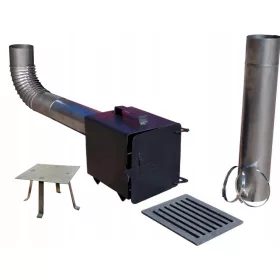    Räucherofen-Set, Kamin, Blech 2mm, 20x20x25 cm, Gussrost, Rohre, Bogen