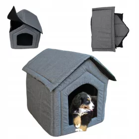  Fuks Hundehütte in Grautönen, 60 cm x 57 cm