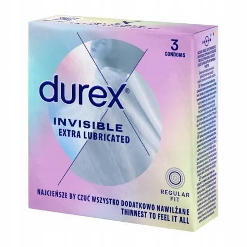  Durex Invisible Kondome zusätzlich mit Feuchtigkeit versorgt, 3 dünne Stücke