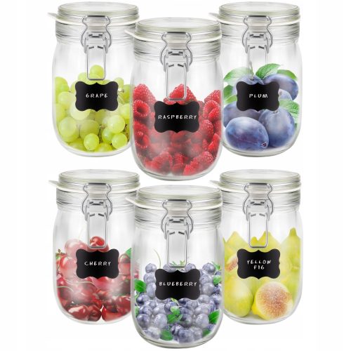 Lebensmittelbehälter Set aus Creative Home Glasgefäßen mit Aufklebern 6 x 1000 ml