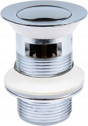 Stopper mit automatischem Überlauf, Click-Clack Round Wave, Silber