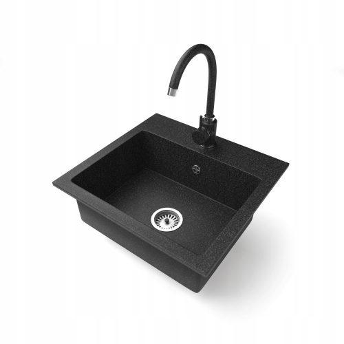 Brado DON Einzelwaschbecken Beta Siphon-Wasserhahn Chromschwarzer Granit