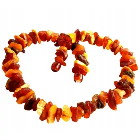  HUNDEHALSBAND-HALSKETTE *UNGESCHNITTENER BERNSTEIN* 38 cm