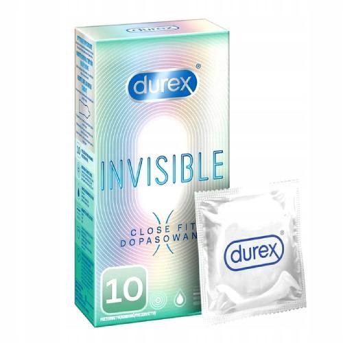  Durex Invisible Close Fit 10 Stück, dünne, mit Gleitmittel versehene Kondome