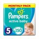  PAMPERS ACTIVE BABY 5 WINDELN FÜR KINDER 11-16kg VORRAT 150 Stk