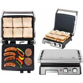    Contact, Panini, klappbarer Elektrogrill Lund 67457 Silber/Grau 2000 W