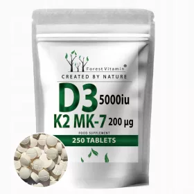   Forest Vitamin® - Vitamin D3 5000 IU + K2 MK-7, Unterstützung für Knochen und Immunität