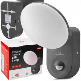    Maclean Garten-Wandleuchte, Schirme in Grau und Silber, integrierte LED-Quelle 15 W + BOX-KARTONVERPACKUNG