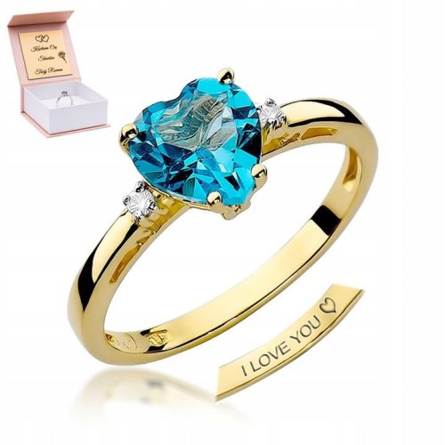  Verlobungsring aus 585er Gold, Herz, Topas und Diamanten, jede Größe