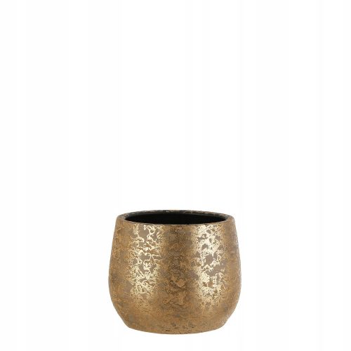  Edelman-Blumentopf, 16,5 cm x 16,5 x 13 cm, Durchmesser 16 cm, Keramik in Gelb- und Goldtönen
