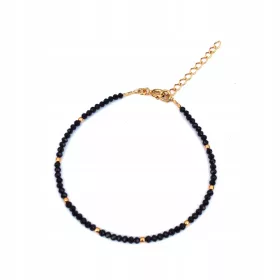  Schwarzes Turmalin-Armband 2 mm Silber 925 24K