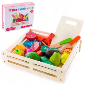  GEMÜSE UND FRÜCHTE AUS HOLZ MIT MAGNET ZUM SCHNEIDEN