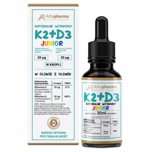 Altopharma® Vitamin K2 MK7 + D3 Forte Tropfen für Kinder 30ml - 900 Tropfen