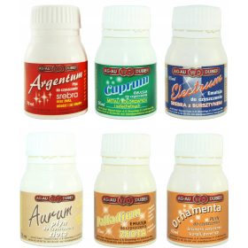    Eine Reihe von Flüssigkeiten zum Reinigen von Silber und Gold Argentum