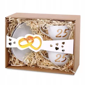    Geschenkset zum Jahrestag, zur Hochzeit, bestehend aus Tassen für Ehemann und Ehefrau, Golddruck