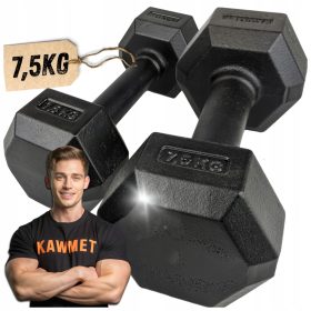 Feste Hanteln aus Gusseisen Kawmet 2x 7,5 kg