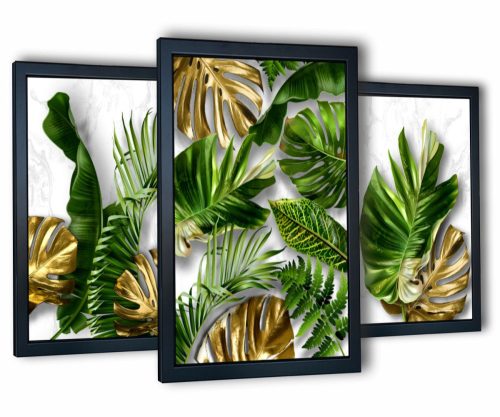 Bilder an der Wand 3 Gemälde im Wohnzimmer Tropical Monstera 2 130x63