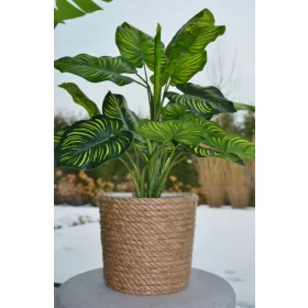    Kerd Blumentopf 27 cm x 28,5 x 27 cm Durchmesser 28,5 cm Juteschnur, Jute, Kunststoff weiß, schwarz, natur, Braun- und Beigetöne, mehrfarbig