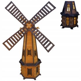    Gartenwindmühle Koiuszek Ogrody W10_S 235 cm aus Holz mit Solar-LED-Beleuchtung