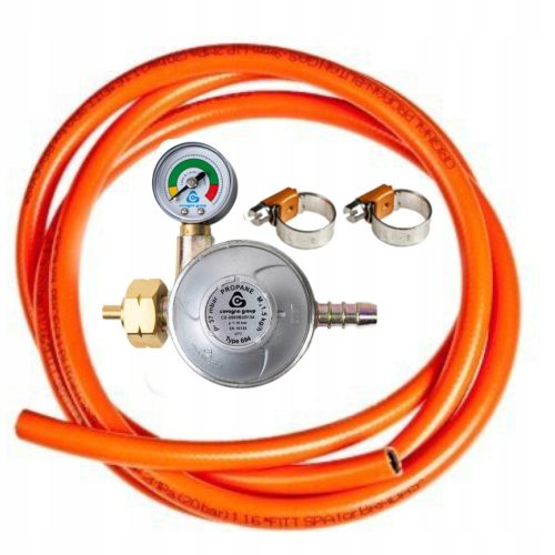  Reduzierstück für eine Flasche mit Manometer und 2 m Gasschlauch