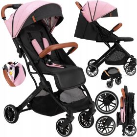  MoMi Estelle Kinderwagen, rosa und schwarz