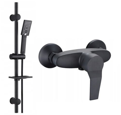 Reihe Cubic CUB-ZND-BL Aufputz-Duschset + Reihe Riva schwarze Duscharmatur