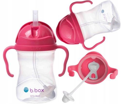  B.Box BB00502 Flasche mit Strohhalm, 240 ml, Himbeere