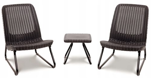  Keter Rio Patio Gartenmöbel-Set aus Kunststoff, braun, 3-teilig.