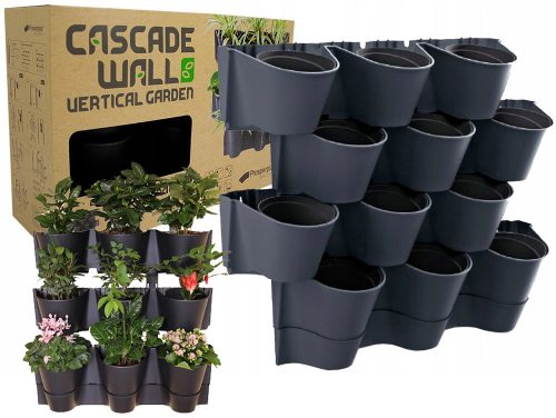  Prosperplast-Blumentopf, 67 cm x 17,7 x 57 cm, Durchmesser 10 cm, Kunststoff in den Farben Grau und Silber