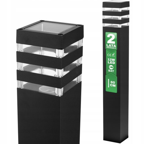  Quadratischer Lichtmast Lumiled E27 60 cm schwarz