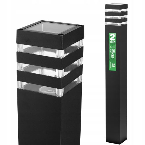  Quadratischer Lichtmast Lumiled E27 80 cm schwarz