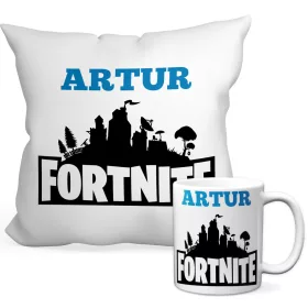  FORTNITE FAN SET BECHER 330 ML + KISSEN + NAME