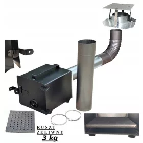  Räucherset, Feuerstelle 25x25 x 32,5 cm, Gusseisenrost