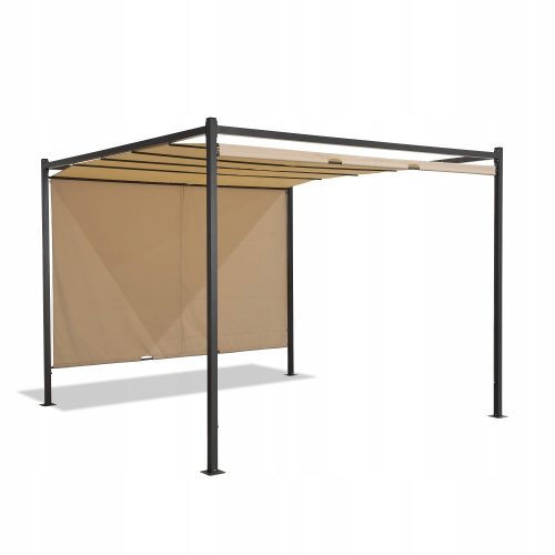 Pavillons, Unterstände, Dächer Terrassenpergola, grau mit beigem Belag – 3x3m