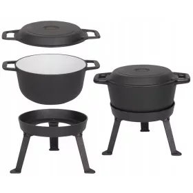    JAGDKÄTZCHEN 5 L EMAILLIERT LAGERFEUER Topf Bratpfanne Grill Emailliert