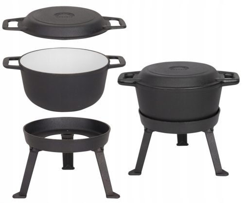  JAGDKÄTZCHEN 5 L EMAILLIERT LAGERFEUER Topf Bratpfanne Grill Emailliert