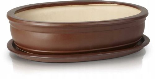  Polnix Blumentopf 19 cm x 13 x 5 cm Durchmesser 13 cm Keramik in Braun- und Beigetönen