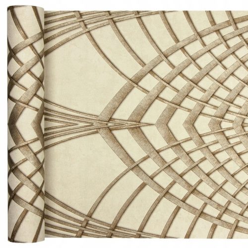 Tapete mit Beige und GOLDENEN BÖGEN im Art-Deco-Stil