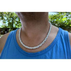    93 g 6,5 mm 60 cm königliche Kette – byzantinisches Geflecht aus Silber 925, handgefertigt