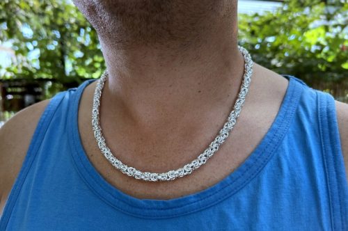  93 g 6,5 mm 60 cm königliche Kette – byzantinisches Geflecht aus Silber 925, handgefertigt