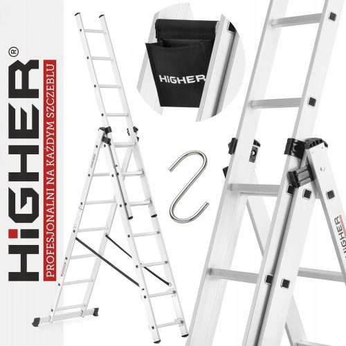 Höhere Leiter 4,5 m Aluminium 3 x 21 bis 150 kg