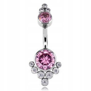 BAUCHOHRRING ZIRKONIA ROSA TITAN G23 1,6/10