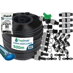    TROPFBAND FÜR TROPFBEWÄSSERUNG Schlauchleitung 500 m + ANSCHLÜSSE 22 Stück