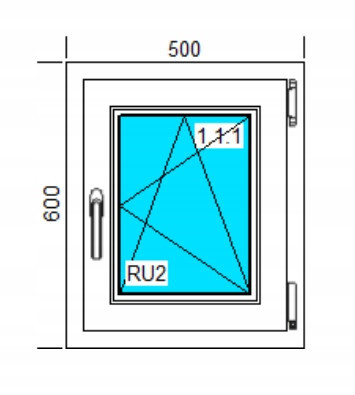 PVC-FENSTER 500x600 RU WEISS, RECHTS