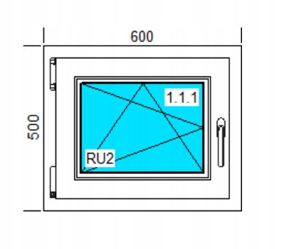 PVC-FENSTER 600x500 RU WEISS, RECHTS