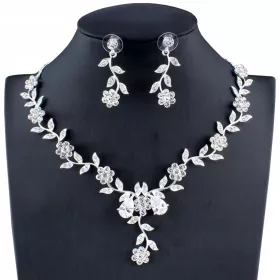  Silber SET Halskette, Zirkonia Ohrringe, Halskette